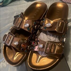 AKIRA Bronze Embellished Sandals